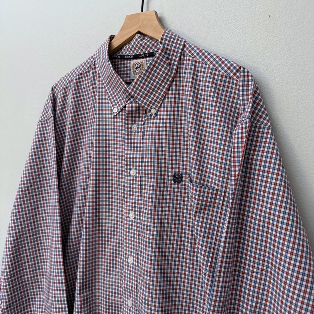 Men's Cinch Plaid Cotton Button Down Long Sleeve Shirt XXL Western Wear